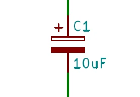 Polarised capacitor schematic symbol