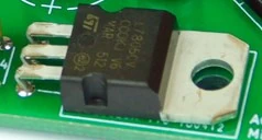 Through-hole regulator fitted on PCB